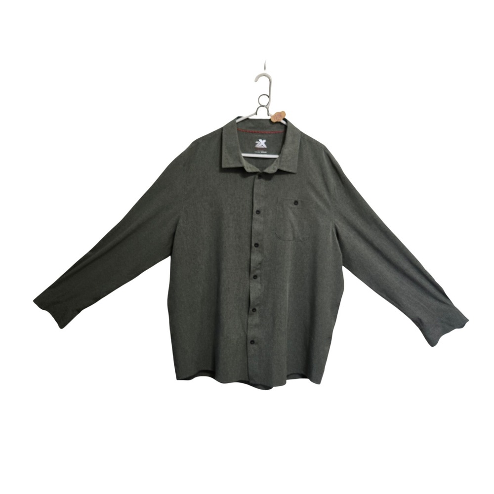 ZeroXposur Mens XXL Travel Series Long Sleeve Button Down Shirt Heathered Green